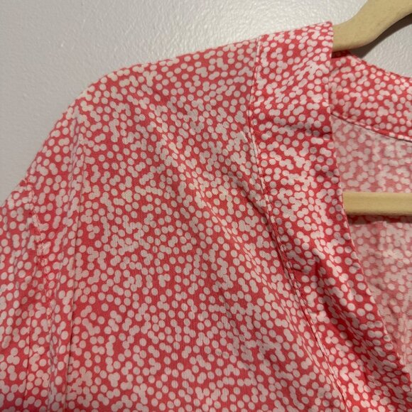 Gap Womens Pink & White Polka Dot Short-Sleeve Blouse Size L - Picture 2 of 6